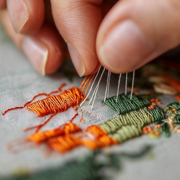 Osoba haftująca blisko